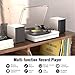 Vinyl Record Player with Two Stereo Speakers, Bluetooth Playback Turntable with 3 Speed AUX Headphone Input and RCA Out, Retro White