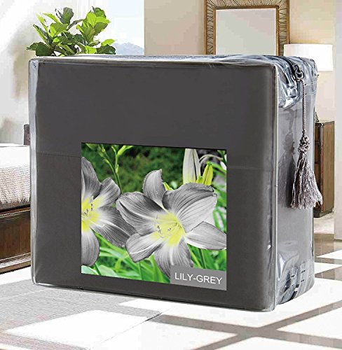 Elegant Comfort Luxury Duvet Cover Set On Amazon Wrinkle-Free 1500 Thread Count Egyptian Quality 3-Piece Duvet Cover Set - Flowers Collection Full/Queen, Grey #TOP20