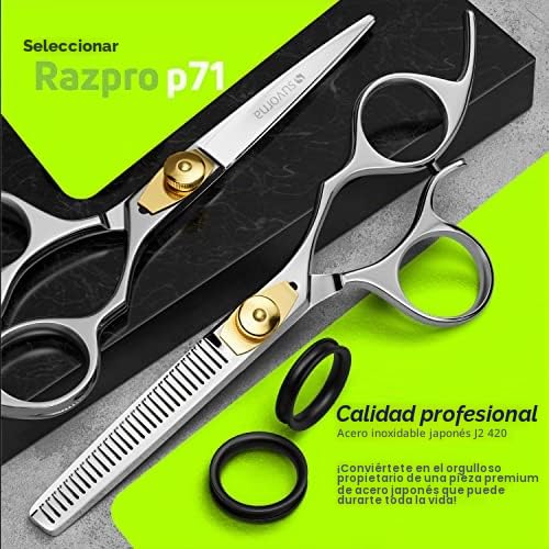 Suvorna Juego de tijeras profesionales de peluquería de 6 pulgadas con tijeras de adelgazamiento, mano derecha, 2 piezas para corte de pelo y uso en peluquería