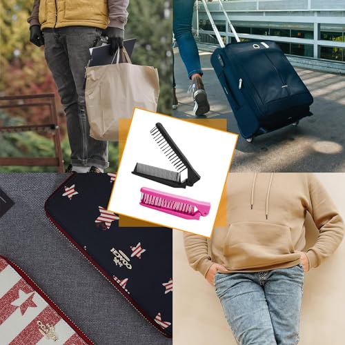 Peines plegables de plástico, 6 piezas, negro y rosa miniatura 7