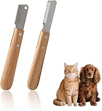 Dog Combs 2 dog trimmers, a beard comb, a professional detangling knife, an ergonomic wooden dog detangling knife and grooming tools.
