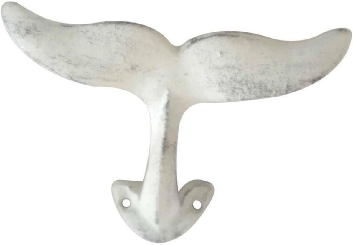 Handcrafted Nautical Decor Antique Silver Cast Iron Decorative Whale Hook 5" - Decorative Wall Hook - Cast