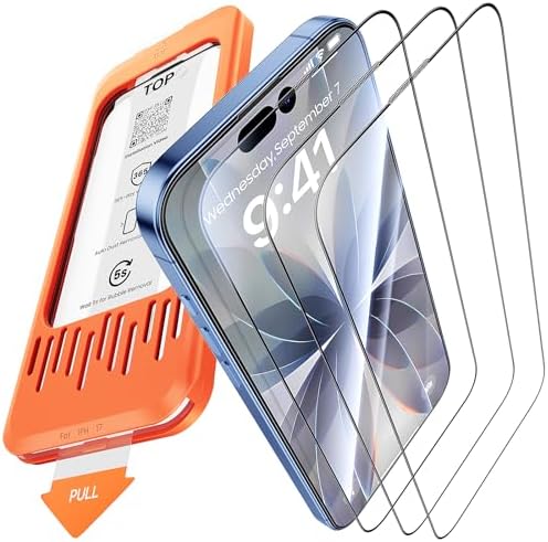 3-Pack for iPhone 17 Screen Protector, 9H+ Tempered Glass, Scratc...
