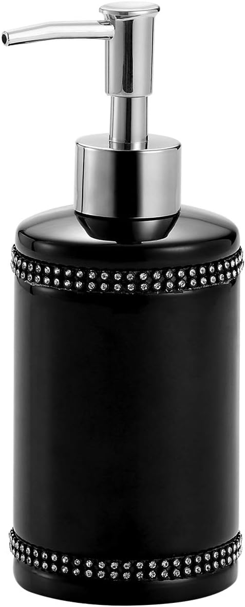 Black Hand Soap Dispenser - Refillable Liquid & Lotion Dispenser Pump Bottle Dish Soap Dispenser for Bathroom Kitchen Countertop Ceramic Bathroom Soap Dispenser