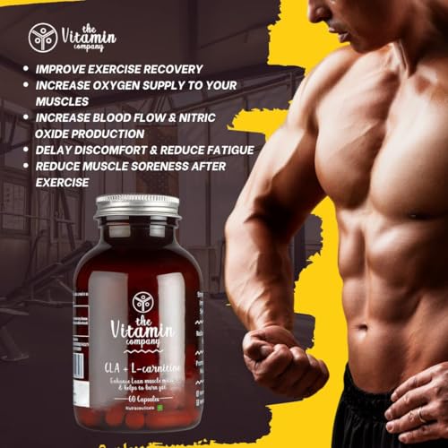 Image of CLA + L-Carnitine Capsules 1000mg, Help in Fat Burning & Enhance Lean Muscle Mass, May promote Muscle Growth and Exercise Performance, 60 Capsules