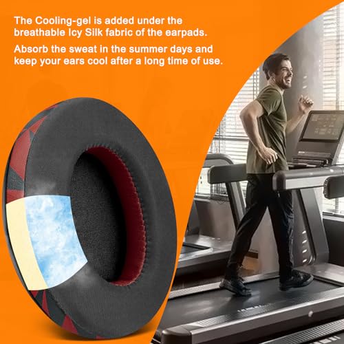Image of SOULWIT Cooling-Gel Earpads for Razer Barracuda /Barracuda X /Barracuda X Chroma (Do Not Fit Barracuda Pro) Headphones, Ear Pads Cushions with Noise Isolation Foam, Ice Silk Fabric - Red Storm