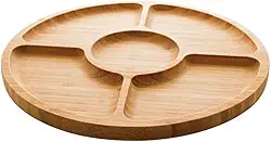 LYOR - Petisqueira de Bambu com 5 Divisórias Round 30cm x 30cm x 1,5cm