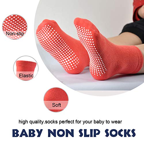 EPEIUS Baby Non-Slip Socks Toddlers Girls Boys Crew Socks with Grips Non Skid 6/12 Pack 1-10 Years4