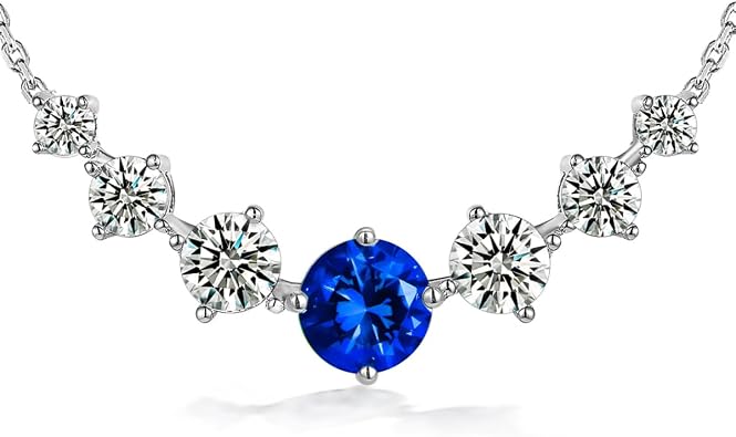 7 Stones Moissanite and Sapphire/Ruby/Emerald Necklace for Women 925 Silver