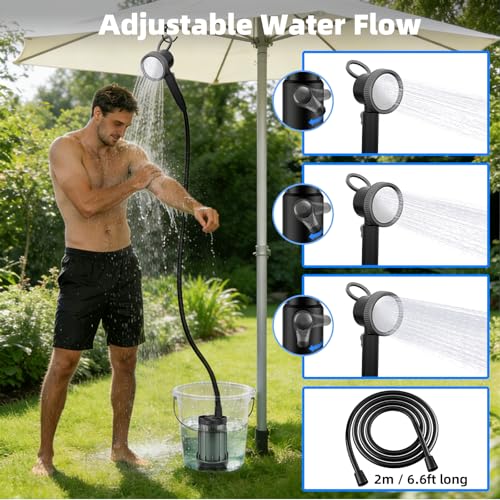 Fotgear Portable Camping Shower, Ducha Portátil Recargable para Exterior de Larga Duración miniatura 5