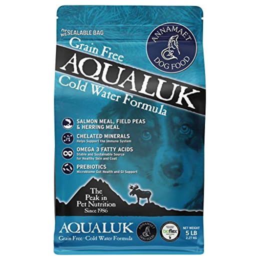 Annamaet Grain-Free Aqualuk Cold Water Fish Formula Dry Dog Food, (Salmon & Herring), 5-lb Bag