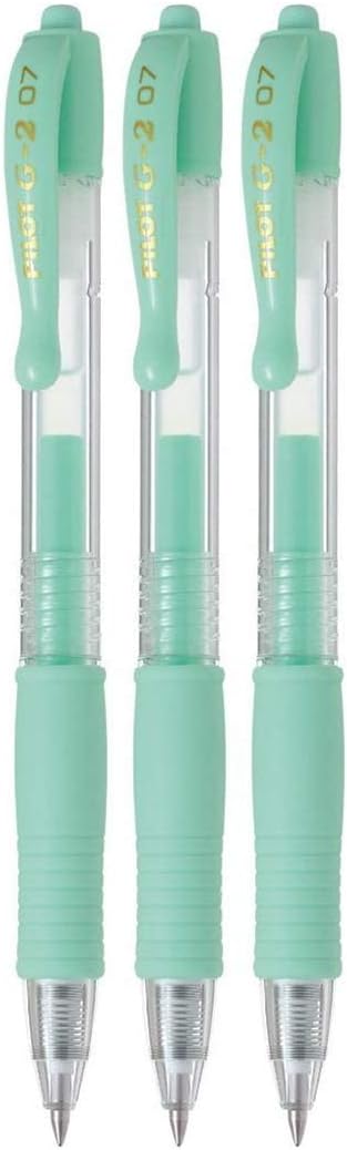 Pilot G2 Retractable Pastel Gel Ink Rollerball Pens, Fine Point 0.7mm, Green, 3 Count