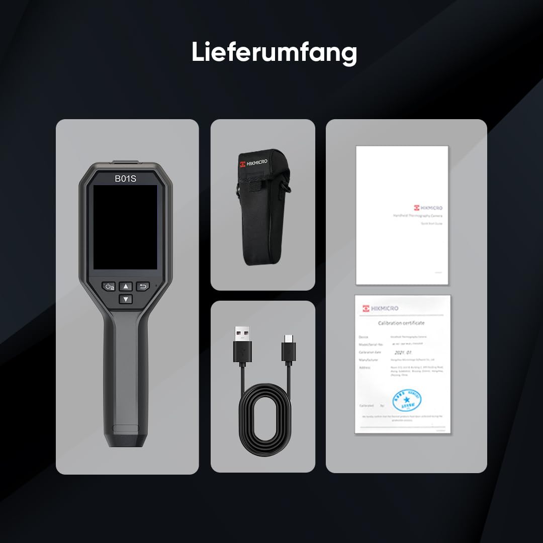 Wärmebildkamera HIKMICRO B01S SuperIR 256x192 IR-Auflösung, WiFi, 25Hz, 3,2" LCD Display mit einer Auflösung von 640x480 Bildpunkten Infrarotkamera, NETD<40mk, -20°C~550°C Thermokamera mit PC-Analyse