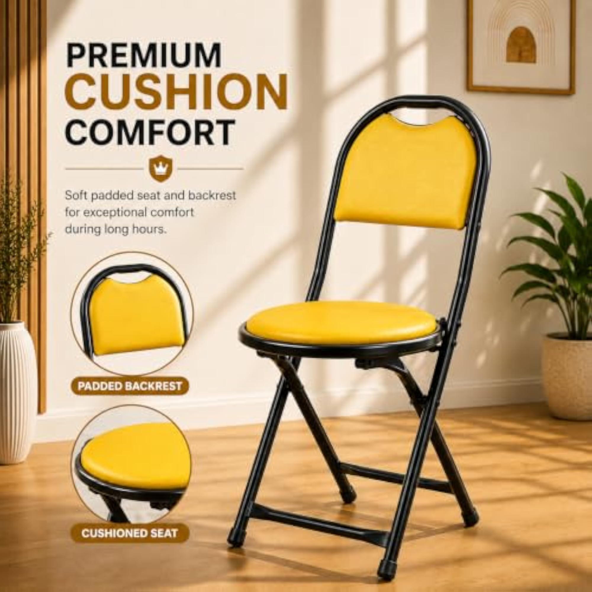 Portable Folding Chair with Cushion Seat & Back