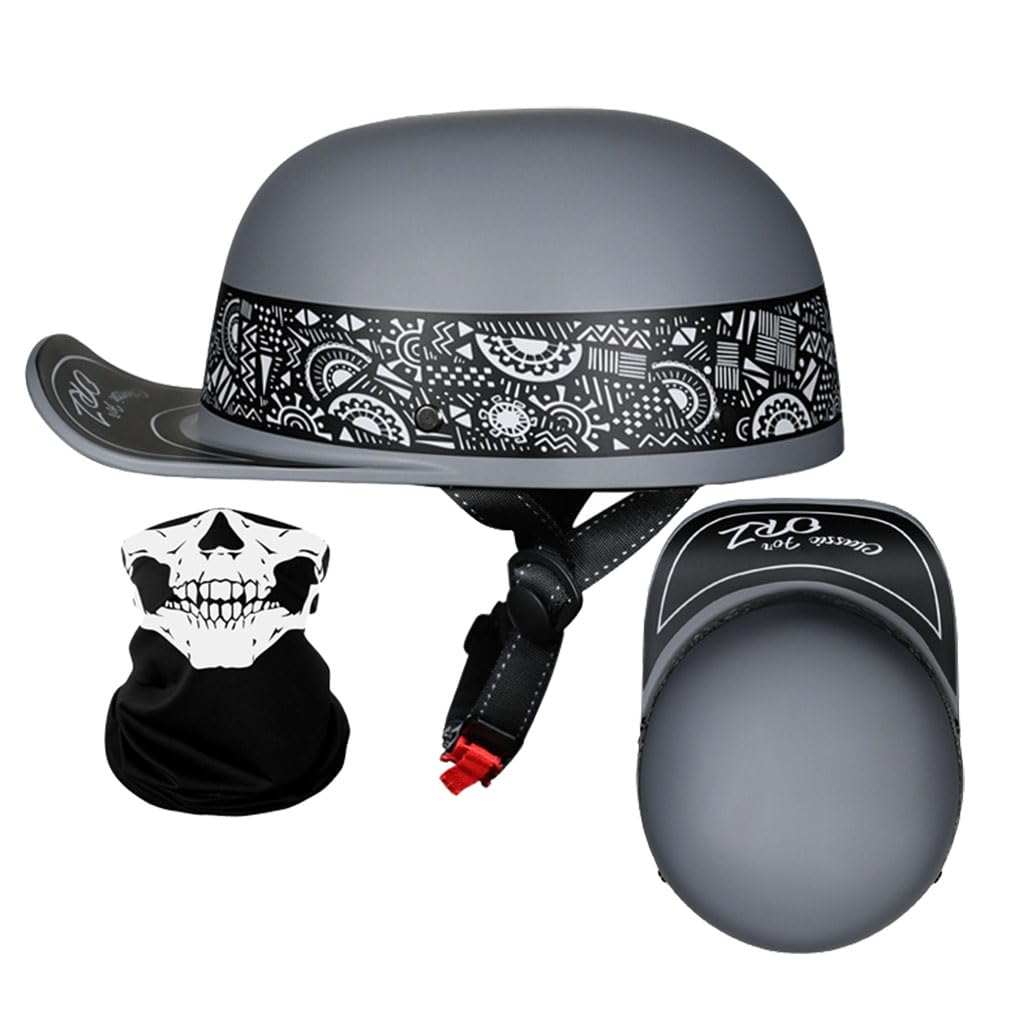 DOT Approved Adult Baseball Cap Vintage Half Motorcycle Helmet, Half Shell German Style Retro Scooter Moped Helmet for Men Women,Youth Vintage