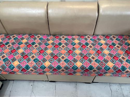 Image of JAPA Elephant Safari Beige Print Quilted Velvet L-Shape Seat-Only Sofa Cover for 3+3 Seater - Non-Slip Washable Daily Use Sofa Protector, Luxury Sofa Mat for Living Room
