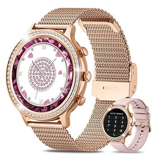 XINGHESF 2023 Smartwatch Mujer con Llamadas Bluetooth 5.1, 1.32" HD Reloj Inteligente Mujer con Pulsómetro/Función Femenina/Sueño/20 Modos Deporte/SpO2/330+UI/Reproducir Música, Android iOS Oro Rosa