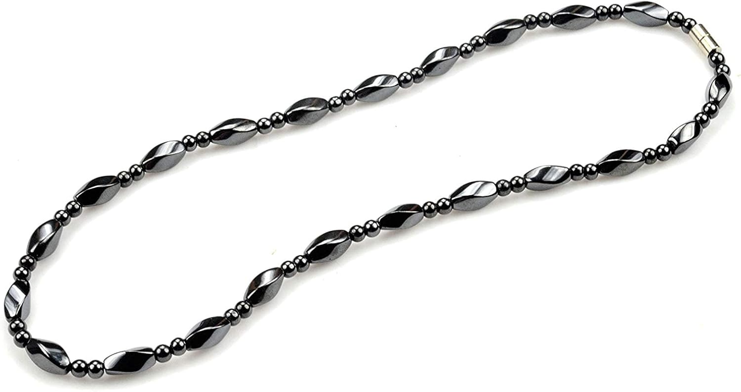 PURPLE WHALE Hematite Bead Necklace 24" | Health Care Jewelry Gift for Men and Women 91178 : Health & Household