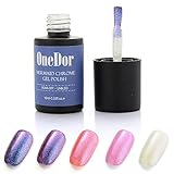 OneDor Mermaid Gel Polish Enhancer - UV Led Cured Required - Upgraded Replacement for Chrome Nail Powder (Galaxy)