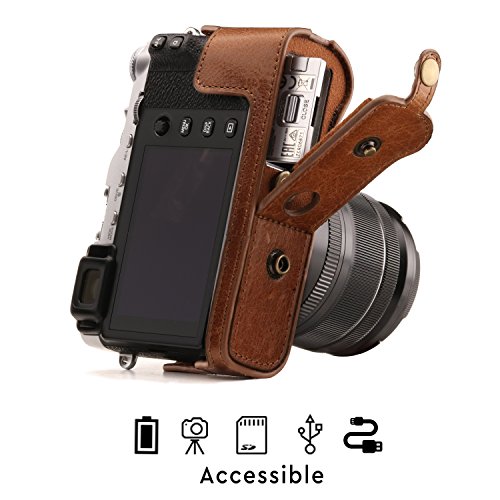 MegaGear Ever Ready Echtleder Kamera-Case mit Trageriemen kompatibel mit Fujifilm X-E3 (23mm & 18-55mm) – Bild 5