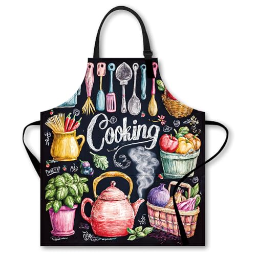 Image of Nuxovilar Cute Cooking Kitchen Apron, 26.77 * 30.7 Inches, Essential for Kitchen Cooking, Baking, Festive Gatherings
