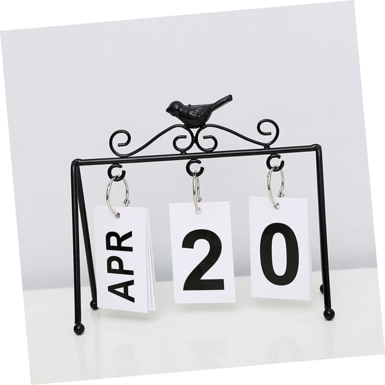 SEWACC 4 Piezas adorno de calendario los de oficina ornamento calendario de escritorio office calendarios de mesa calendario perpetuo decoración del hogar hierro Black
