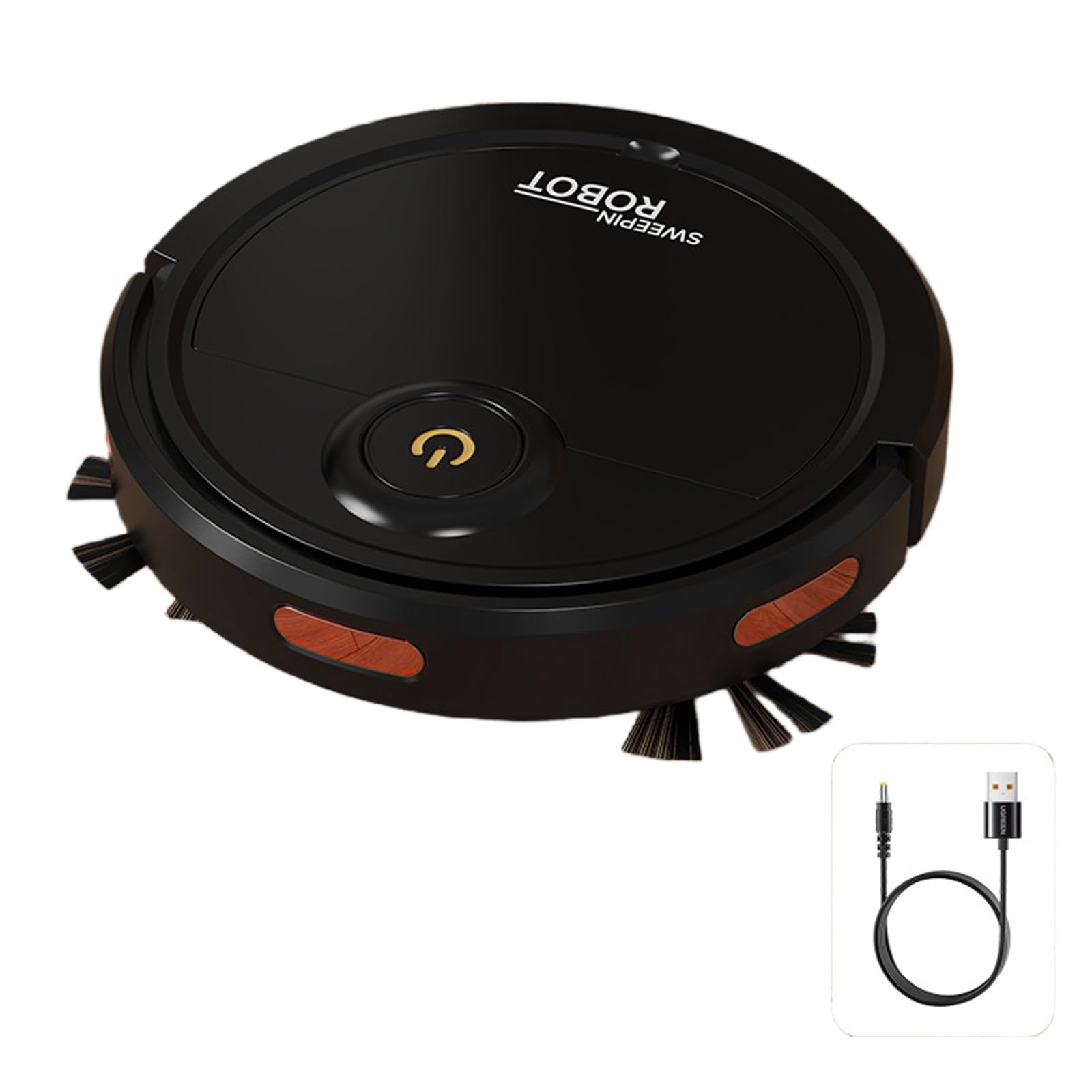 Uqezagpa Black Robot Vacuum Mop Combo With Usb Charging, 1200Mah Battery, Quiet Abs Design For Tight Spaces Triple Action Robotic Mop Vacuum With Strong Suction