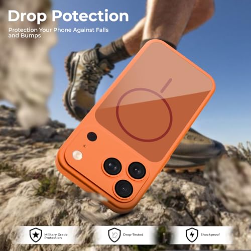 Image of A rtistque Back Cover Case for iPhone 17 Pro | Mag-Safe| Acrylic | Shockproof TPU Protective Design | iPhone 17 Pro Back Cover - Orange Bumper