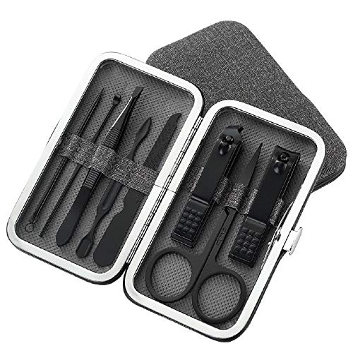 Nail Clippers Set Manicure Pedicure Kit,9 In 1 Stainless Steel Professional Travel Pedicure Set,Ideal For Men And Women Nail Care (Black)