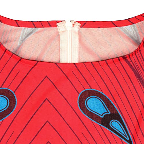 KAGAYD Girls Girls Traditional Outfits Sleeveless Princess African Dress Kids Toddler Ankara Orints (Red-3, 3-4 Years)4