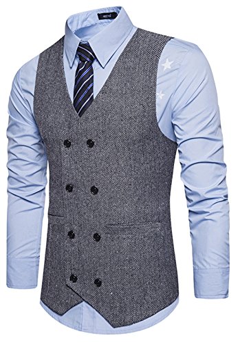 WHATLEES Whatless Gilet Doppio Petto Uomo - Skinny...