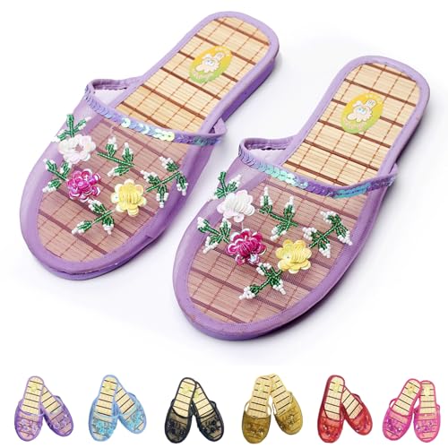 Chinese Mesh Slippers for Women - Summer Floral Hollow Mesh Slippers