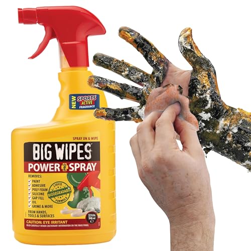 Image of BIG WIPES Power Spray Heavy Duty Cleaning Solution for Tough Grime, Garage, Shop, and Professional Jobsite Use - 32 Ounces (1 Pack)