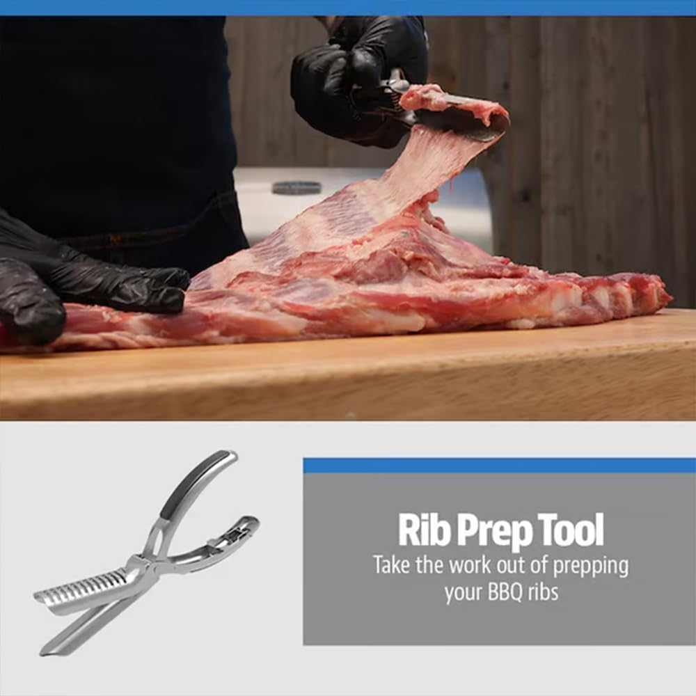 Rib Prep Pro Stainless Steel Rib Membrane Remover Tool - BBQ Rib Skinner with Arc Clamp & Non-Slip Grip for Easy Membrane Removal, Kitchen Gadget for Barbecue Enthusiasts & Chefs
