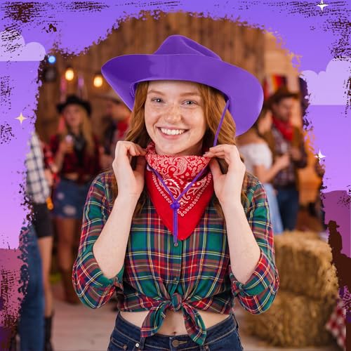 Image of Mepase Cowboy Hats Bulk Felt Western Party Wide Brimmed Cowgirl Hats Set for Adults Men Women Costume Party