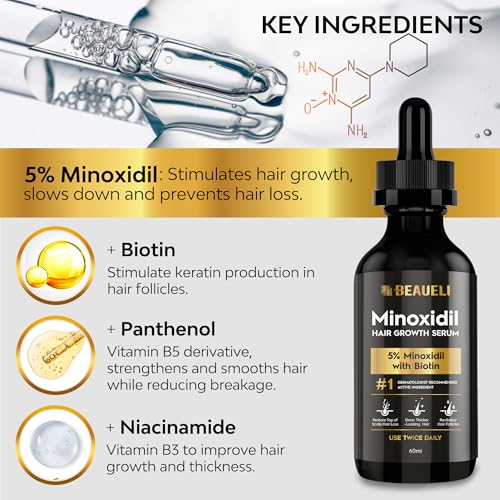 Image of 5% Minoxidil Hair Growth Serum for Men & Women, Beard Growth Oil 2oz 4pcs