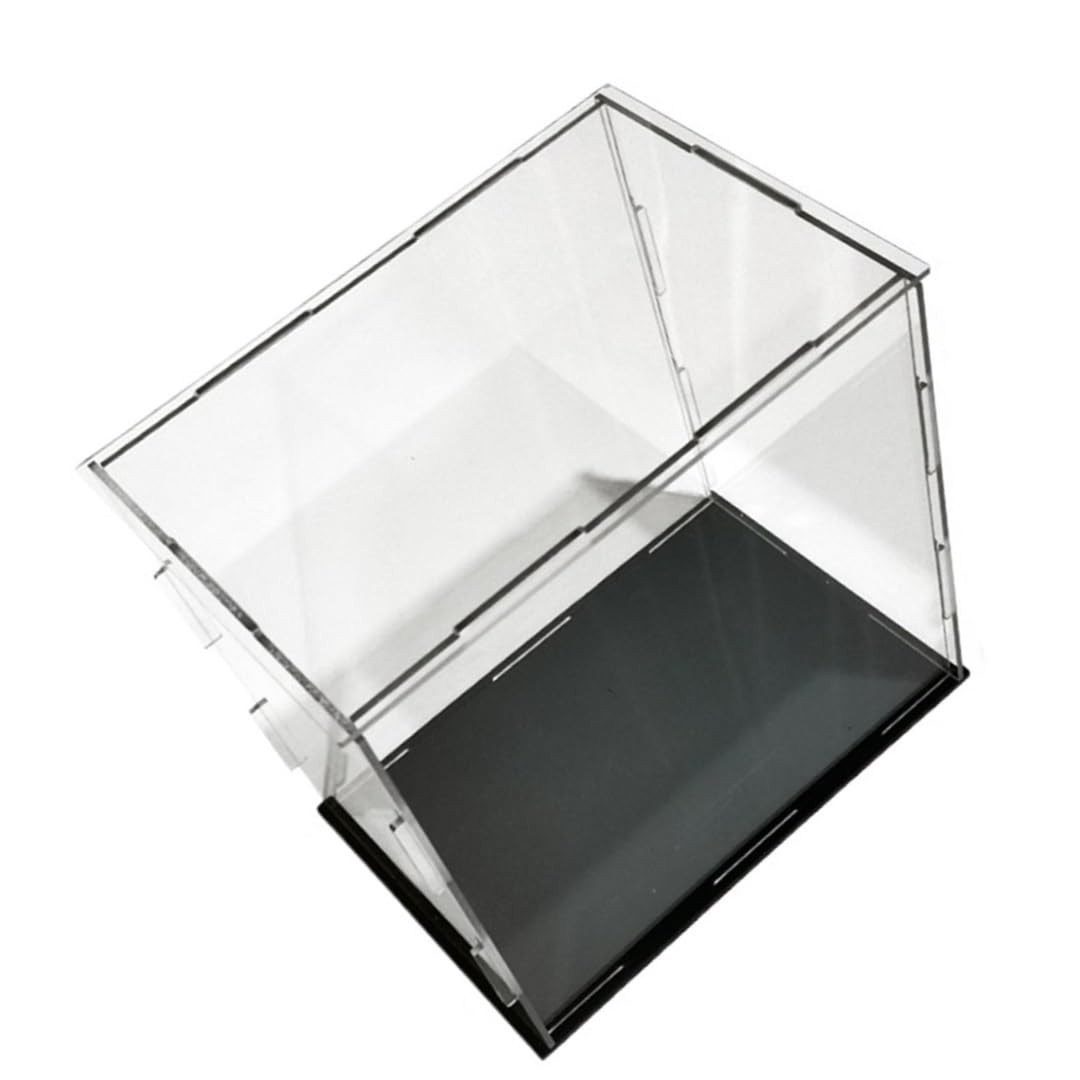 Collectible Showcase Black Base Acrylic Display Case Height 10-35cm, Length 10-40cm Assemble Box for Model 1pc(20X20X20CM)