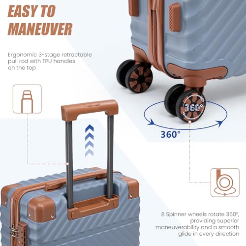 Image of Cosbarn Carry On Luggage 22x14x9 Airline Approved,3 Piece Luggage Set | Lightweight ABS Hardside Luggage,20Inch Carry On Suitcase,Suitcases with Wheels,TSA-Approved LocK,With Matching Backpack