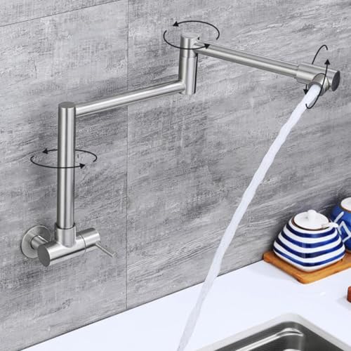 Robinet de Cuisine Mural à Eau Froide en Acier Inoxydable 2 Modes