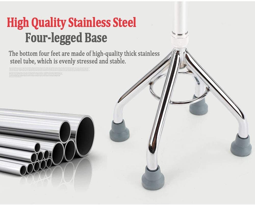 Bastone da passeggio regolabile – Stampelle in alluminio leggero con base a 4 gambe per anziani e supporto per artrite, supporto portatile per la mobilità