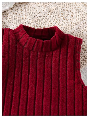 WDIRARA Girl's 2 Piece Outfits Knitted Pearl Long Sleeve Cardigan Bodycon Dress Set3
