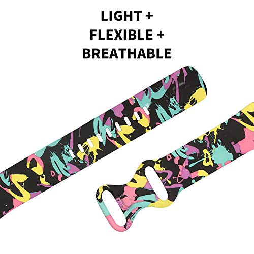 FunBand Compatible with Versa 3/ Versa 4/ Fitbit Sense Strap Bands,Floral Pattern Printed Soft Silicone Fitness Sports Replacement Wrist Strap Bracelet for Versa 3/ Versa 4/ Fitbit Sense Smart Watch - Image 4