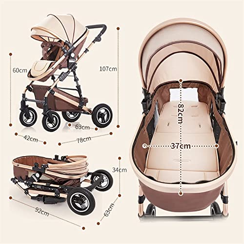 Pasgeboren baby koets paraplu peuter kinderwagen 3 in 1 drukkoel, compacte opvouwbare luxe babywagen-kinderwagen anti-s… - Afbeelding 8