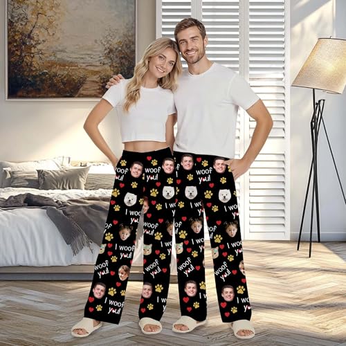 Custom Pet Pajama Personalized Pajamas Pants with Picture Name Customized PJS Pants Trousers for Men Women Family4
