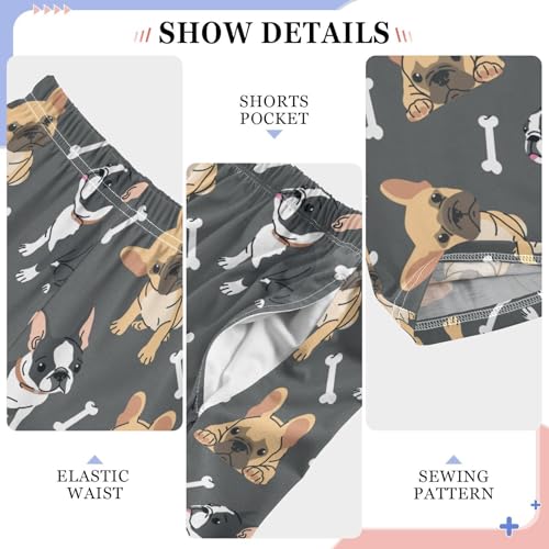 ZZXXB Bulldog with Bones Boys Long Pants Soft Trousers Elastic Waist Kids Lounge Bottoms with Pockets S-XL4