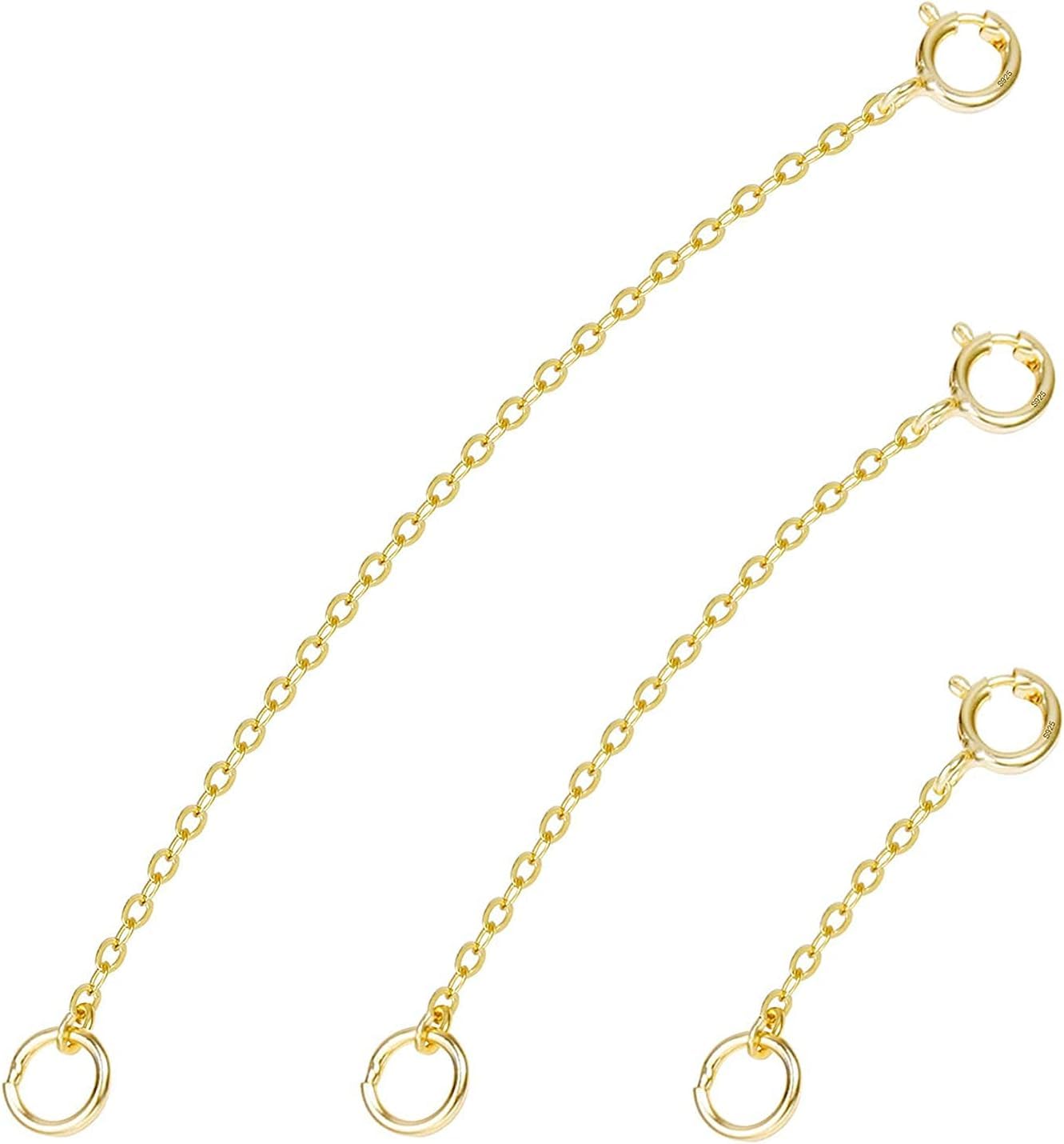 Alwan Silver (Gold Plated) 3 Different Size Necklace Extenders - EE5491GLK