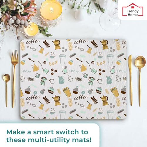 Image of Trendy Home Anti-Slip Mat 45 cm x 3 m for Drawers, Fridge & Shelf Liners | Printed Design, Non-Slip, Food Grade EVA, Washable Kitchen Mat, Brew Nest