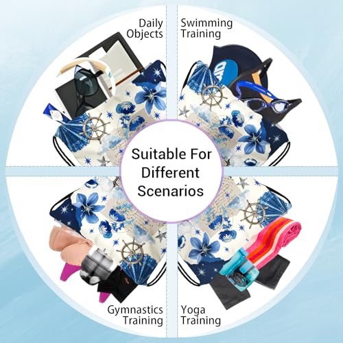 Image of Gymnastics Grip Bag Blue Coastal Lighthouse Waterproof Gymnastics String Bag for Gym
