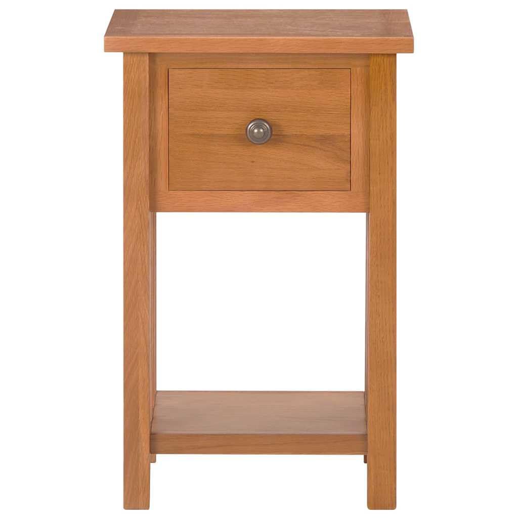 Table porte-revues en bois massif de chêne avec tiroir et étagère 35 x 27 x