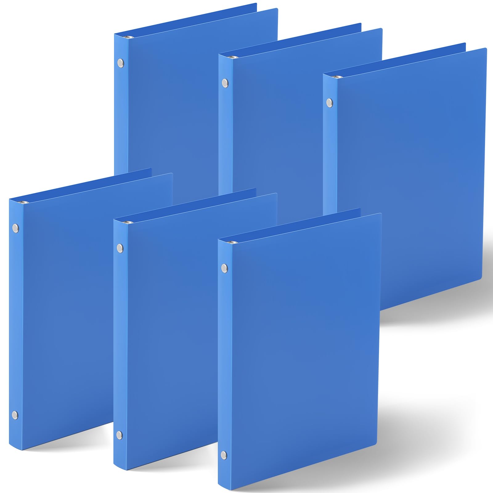 Henoyso 6 Pcs 1/2 Inch Mini 3 Ring Binders Fits 5.5" x 8.5" Paper, Holds(Capacity 100 Sheets), Plastic Flexible Three Round Rings Small Blue A5